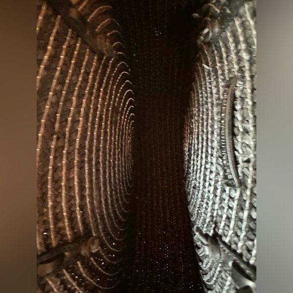 NWT Rebecca Minkoff Black Straw Circle Tote crossbody strap - Picture 6 of 10